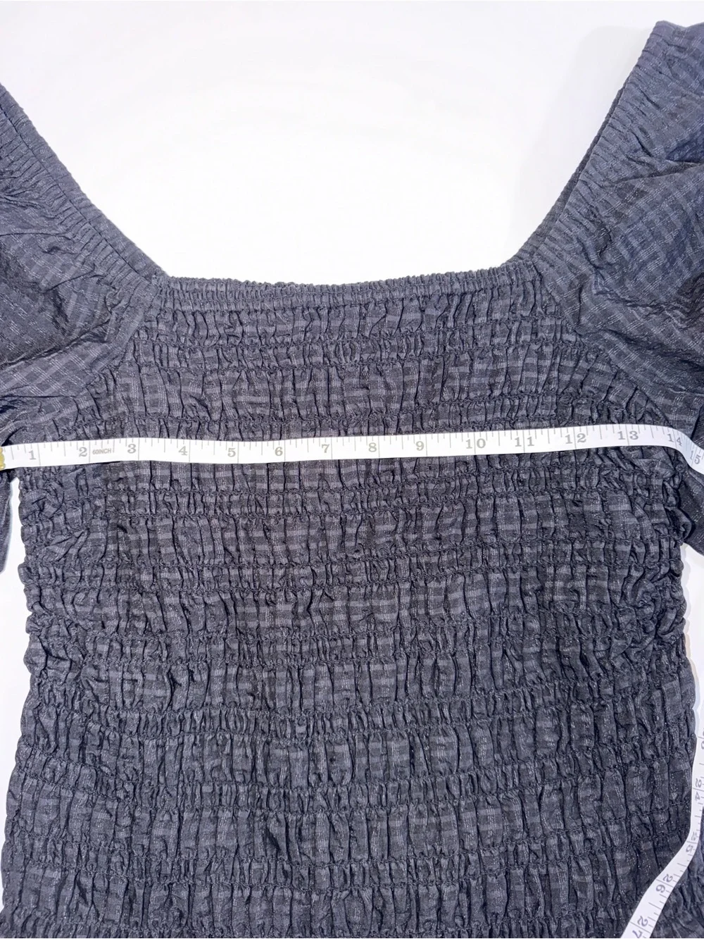 Old Navy Black Smocked Puff-Sleeve Square Neck Top